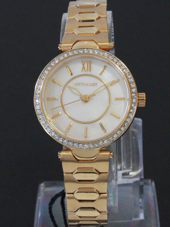 Wittnauer Ladies Dress Watch MOP Dial Crystal Embedded Bezel Gold Tone 30mm main image 10